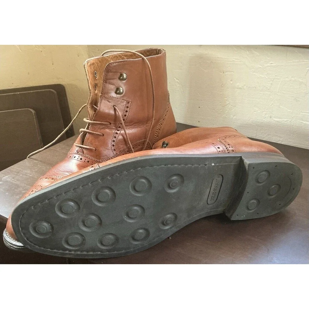 Vintage Cole Haan 10116 Italy Mens 12 M Brown Leather Wingtip Brogue Dress Boots - Picture 4 of 7